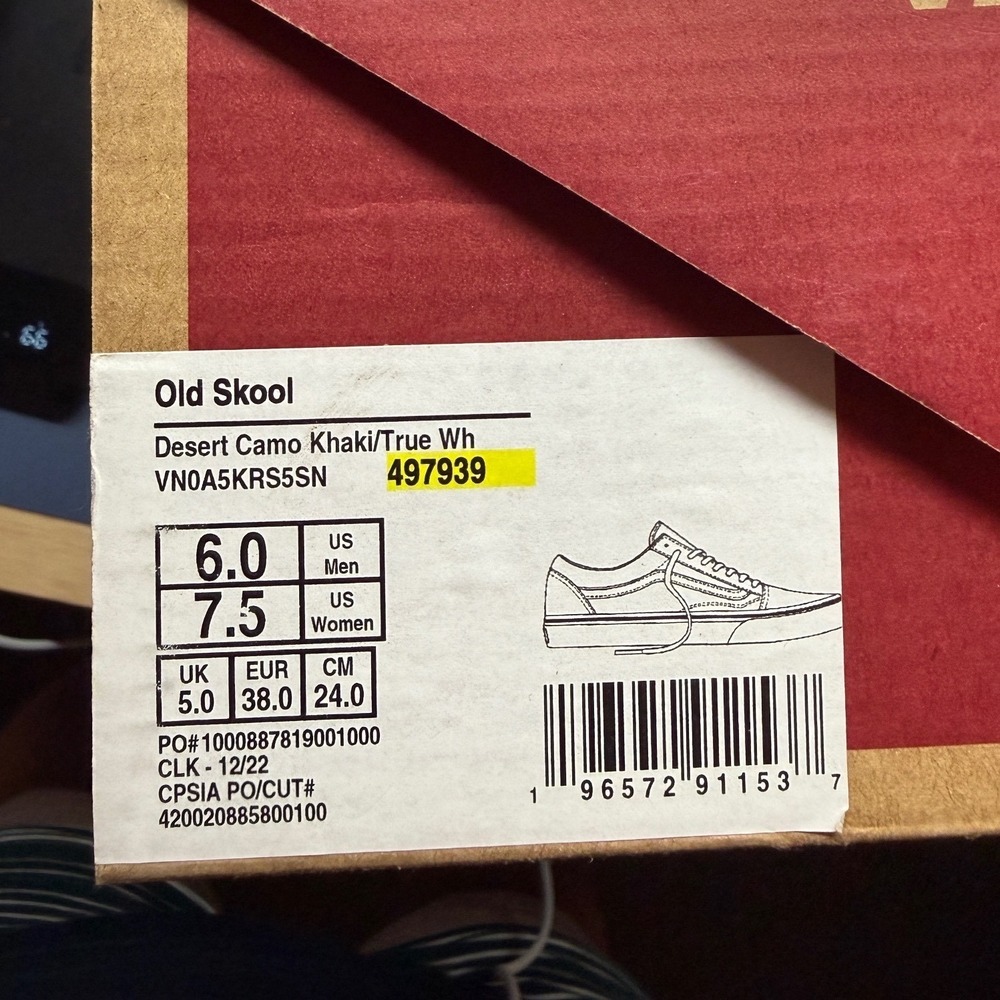 Vans‎ Old Skool Desert Camo Khaki Sneakers Womens 7.5 NEW - Picture 5 of 5